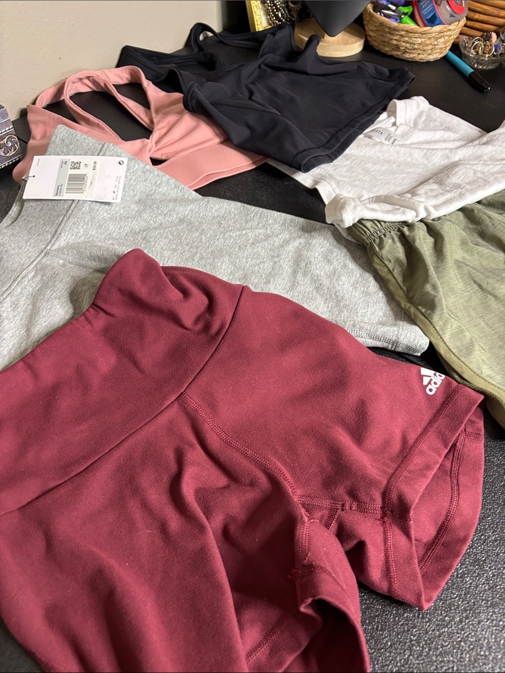 adidas Nike Maroon Gray Green Athletic Shorts Black Blush Active Tops XS Bundle